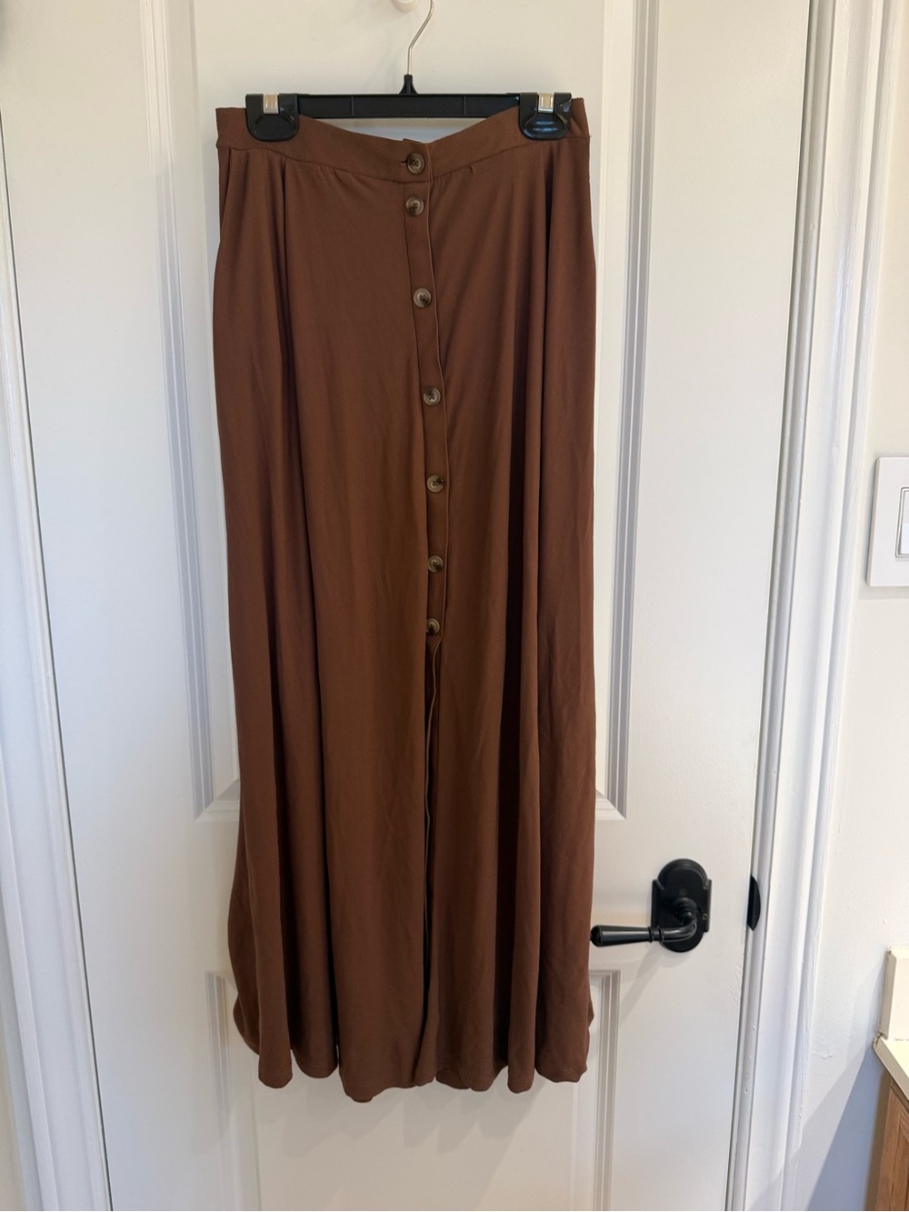 Brown Button-Front Maxi Skirt